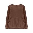 thumbnail image 4 of Yuyuzo Chandails en Molleton pour Femmes, Duveteux, Coupe Ample, Col Rond, Manches Longues, Chandail à Enfiler, Mode d'Automne, Hauts de Chandail avec Poches, 4 of 7