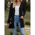 thumbnail image 4 of Diconna Women Fashion V-Neck Cardigan Solid Color Rib Long Sleeve Sweater Button-Down Fall Casual Soft Knit Coat, 4 of 7