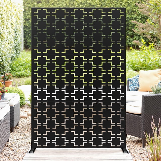 Écran d'Intimité en Métal 6 X 4 Pi avec Support, Panneau Séparateur Extérieur Autoportant Résistant aux Intempéries, Clôture de Jardin Décorative en Acier Galvanisé pour Terrasse, Balcon, Cour, Cache-Bac