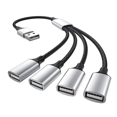 thumbnail image 3 of 2X USB to USB 2.0 Triple USB Port HUB OTG Adapter Cable Data Charging Convertor USB Extension Splitter,USB A to 4USB,2 x USB HUB Splitter Adapter,Black & Silver, 3 of 3