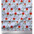 thumbnail image 1 of Soimoi Rayon Fabric Leaves & Strawberry Fruits Printed Fabric 1 Yard 42 Inch Wide, 1 of 3