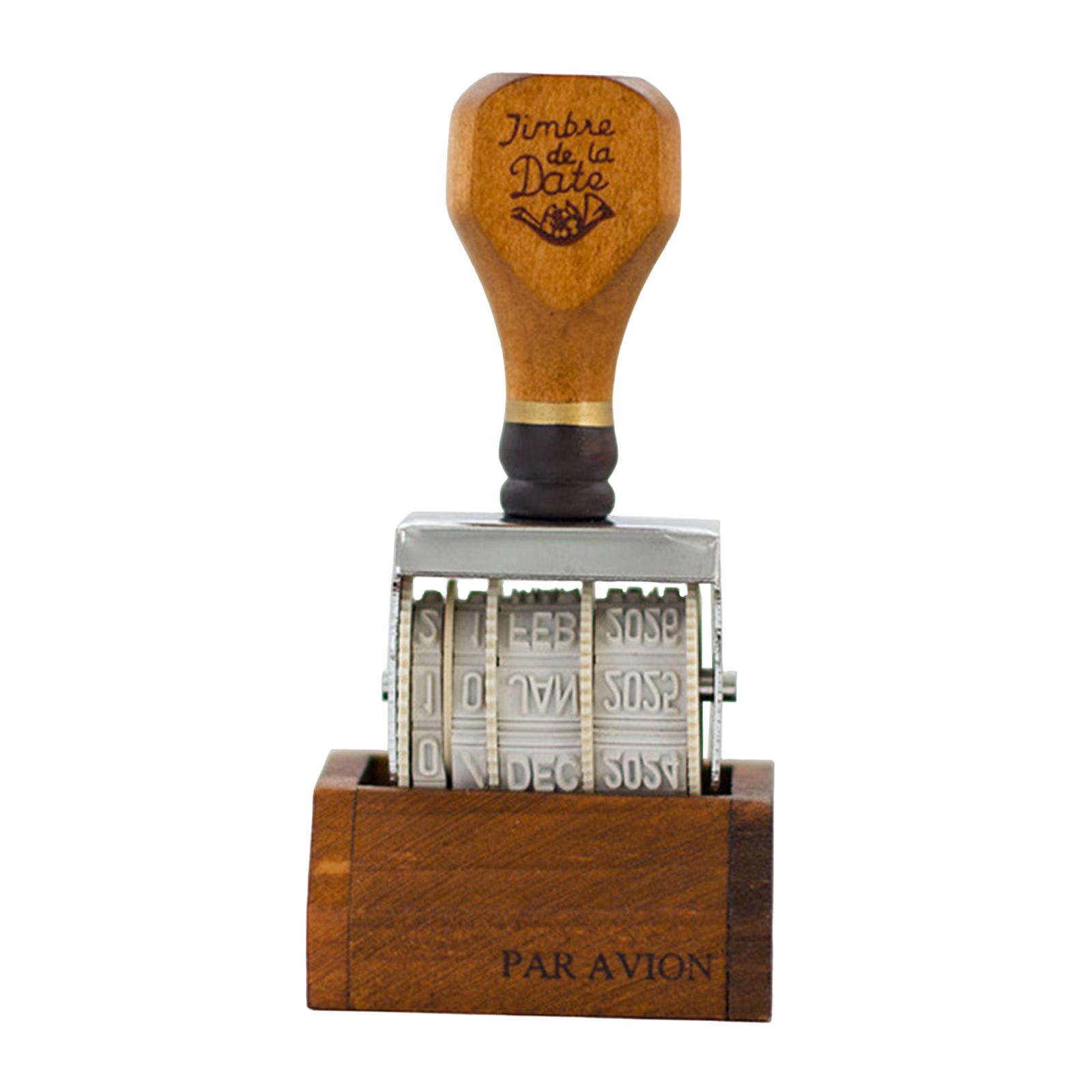 Roller Date Stamp Rubber Stamp Day Month Year Stamp Office Stamp Multifunctional Brown