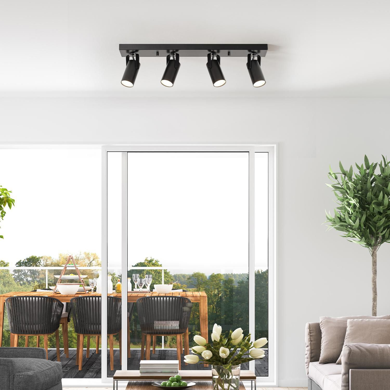 Globe Electric 4-Light Matte Black Dimmable 22W LED Integrated Track Lighting with Rotating Track Heads, Modern Style
