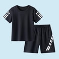 thumbnail image 2 of Zpanxa Ensembles d'Été pour Garçons Enfants Col Rond Manches Courtes Ensemble Ample Décontracté Ensemble de Sport de Plein Air Ensemble Manches Courtes et Shorts 4 Ans, 2 of 3