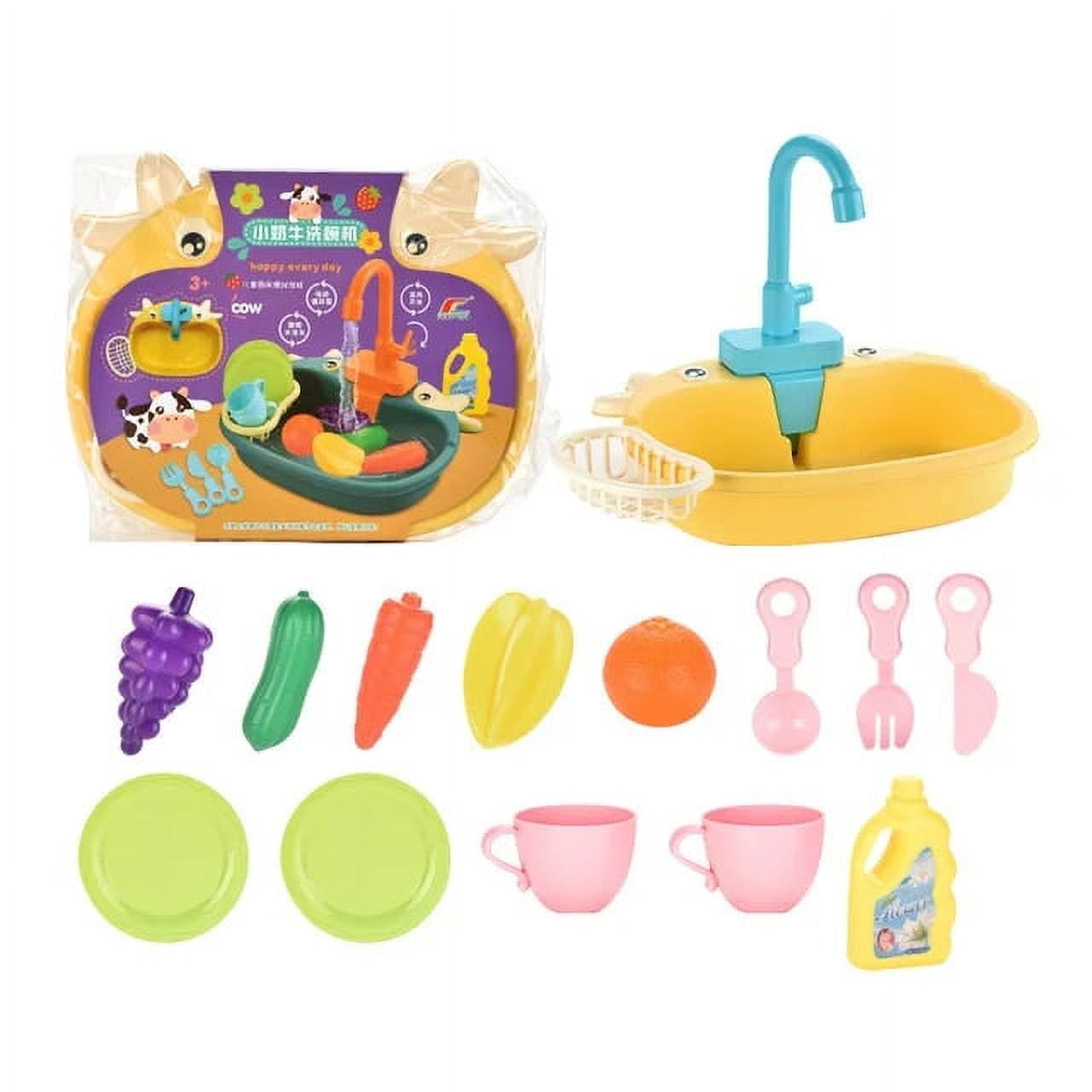 Kids Toys Electric Dishwasher Kitchen Sink Pretend Play Kitchen Food Wash Vegetables Educational Toys For Girls Play House Toy