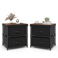 thumbnail image 1 of Gymax 2 Pcs Table de Chevet en Tissu 2 Tiroirs Table de Nuit Petite Commode Chambre Salon, 1 of 10