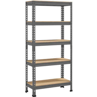 Yaheetech Étagère de Rangement à 5 Niveaux, Cadre en Métal, Organisateur, Rack, Capacité de 330 Lb par Niveau, Gris Foncé