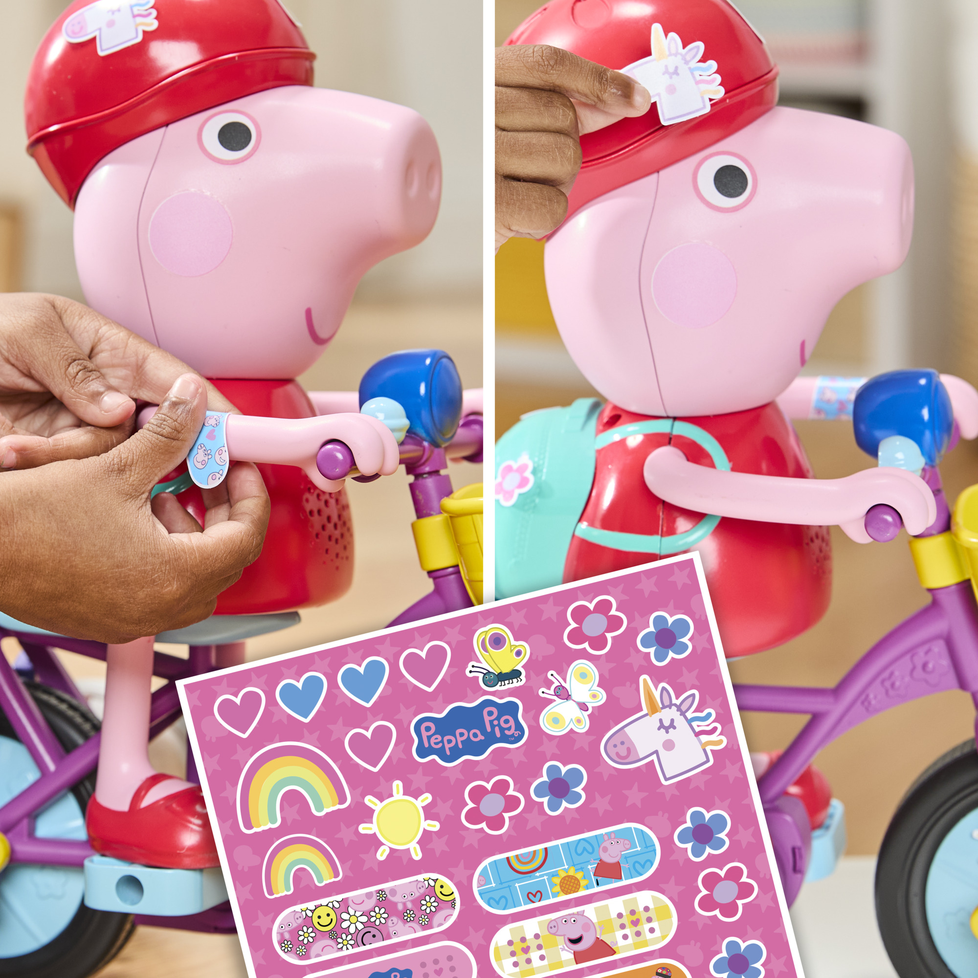 Peppa Pig À vélo avec Peppa, coffret avec figurine interactive et vélo - Version anglaise