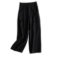 thumbnail image 1 of Timegard Women's Cotton Linen Elastic Waisted Ruched Wide Leg 7/8 Lounge Pants with Pockets, 1 of 2