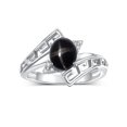 thumbnail image 1 of RYLOS Rings for Women Sterling Silver Greek Key Designer Ring 9X7MM Gemstone & Diamond Ring March Black Star Sapphire Jewelry Size 5, 1 of 7