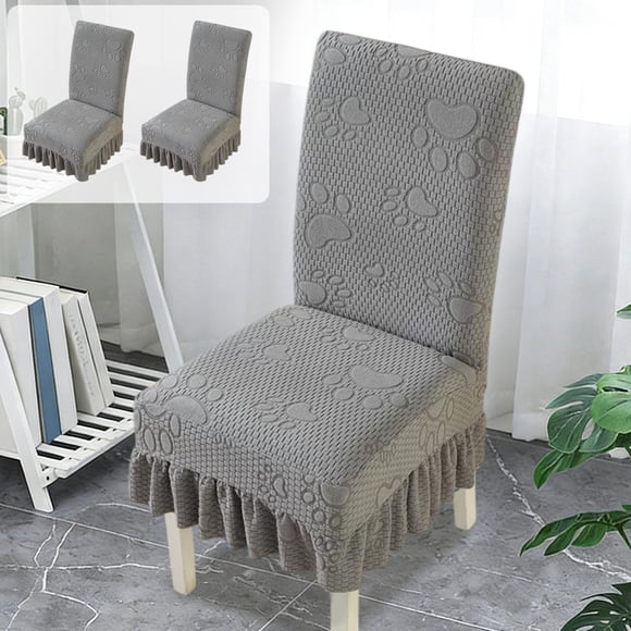 Housse de Chaise Patte de Chat en Tricot Extensible, Conception Monobloc à 360°, Housse de Chaise de Salle à Manger en Flanelle Épaissie avec Jupe à Volants et Attaches Antidérapantes, 22,83 X 17,72 Po, Lot de 2