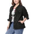 thumbnail image 1 of GRACE & GRANDEUR Women's Plus Jean Jacket Button Closed Cropped Denim Jacket, 1 of 6