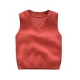 thumbnail image 1 of VEKDONE Chandail Tricoté Sans Manches Décontracté pour Tout-Petits, Col en V pour Enfants, Chandails de Couleur Unie, Camisole, Automne, Basique, Coupe Ample, Chandail à Enfiler, Chemisiers pour Tout-Petit, Rouge Melon D\'eau 90-9, 1 of 4