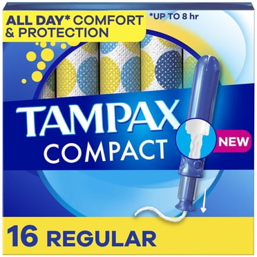Tampax Tampons Compact Pearl, avec Tresse Anti-Fuites & Applicateur Extensible, Absorption Régulière, Applicateur Compact Extensible, Sans Parfum