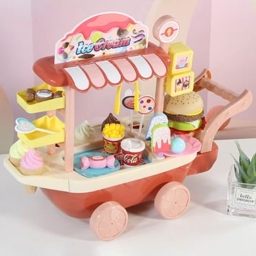 IBaodan Kids Toys Clearance Play Toys Sale 48pcs Children's Ice Cream Cart Toy Girl Simulation Trolley Candy Cart Ice Cream Ice Cream Cart Set Kids Gift Deals Christmas Gift Saving