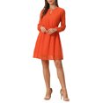 thumbnail image 2 of INSPIRE CHIC Robe pour Femme Dorure Étoile Col en V Manches Longues Robe de Soirée Évasée Ligne A m Orange, 2 of 6