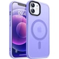 thumbnail image 1 of Entronix Étui Robuste pour iPhone 12, 12 Pro, Dos Mat Translucide, Étui Magnétique Solide, Violet, 1 of 5