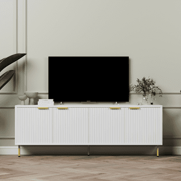 Aykah Luna 71 Inch TV Stand with Storage for upto 75 Inch TV with 4 Storage Cabinets, Modern TV Table, Tv Console with Metal Legs for Living Room