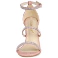 thumbnail image 2 of BLISSFUL STEP Women's Shoes Rhinestone Stiletto Heel Ankle Strap Sandals Light Pink 8, 2 of 8