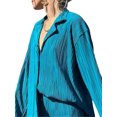 thumbnail image 4 of Faithtur Nouvelle Mode Femmes Décontracté Ensemble 2 Pcs Chemise Plissée à Manches Longues Boutonnée + Pantalon, 4 of 9