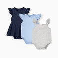 thumbnail image 3 of PatPat Bamboo Baby Girl Solid Color 3-Piece Rompers Set, 3 of 5