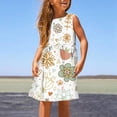 thumbnail image 2 of PMVFHDE Robe d'Été Fleurie pour Filles / Col Rond Sans Manches Robe Décontractée / Tenue Légère de Plage et de Vacances pour Tout-Petits à Préados Jaune,13-14, 2 of 5