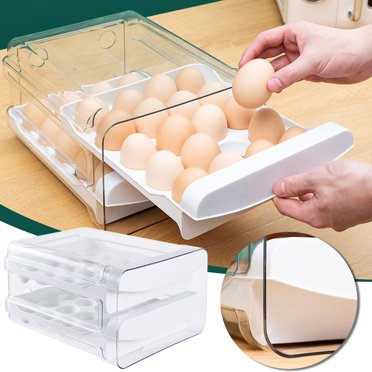 EGNMCR Closet Organizers and Storage, Storage Trunks & Bag Transparent 40 Storage Boxes, Double Layer Boxes, Drawer Style Preservation Boxes, Kitchen Refrigerator Boxes, Trays Carton