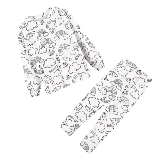 DIY Hand Painted Colorable Pajama Set Interactive Homewear For Children Cartoon Design Play And Wear