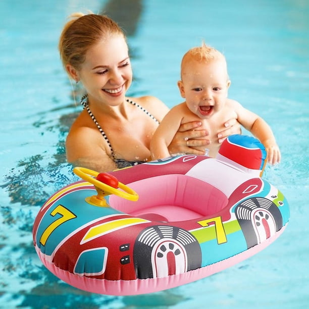 Bouée Bébé Gonflable Avec Siège – Anneau De Natation Pour 6 à 36 Mois, PVC Résistant, Design Animaux Et Deux Poignées