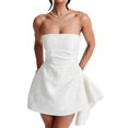 thumbnail image 3 of Embroidery Satin Homecoming Dress with Modest Strapless Mini Dresses A Line Short Prom Dress Party Gown White S, 3 of 8