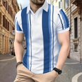 thumbnail image 1 of breaise Men Casual Short Sleeve Button Dress Shirt Classic Stripe Shirts Cozy Golf Shirt Business Work Tee 2025 Sky Blue S Free shipping Canada, 1 of 9