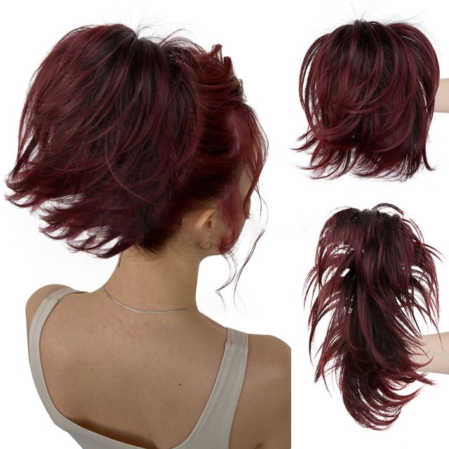 Messy Bun Hair Piece with Bendable Wire Clip In Ponytail Extension Natural Human Hair for Women Updo Styling
