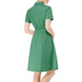 thumbnail image 3 of INSPIRE CHIC Robe Courte pour Femme à Col Évasé avec Poches et Taille Élastique TP Vert, 3 of 8