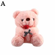 Kawaii Teddy Bear Plush Doll with Rose Flower Bouquet, Soft Stuffed Animal Toy, Confession & Anniversary Gift Set with Presentation Box
