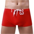 thumbnail image 1 of Mens Low Waist Solid Color Striped Drawstring Hot Spring Quick Dry Swimming Briefs, 1 of 9