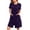 Purple, variant on Sakmal Knee Length Moomoo Nightgowns for Women Blue Full Zip Soft Mumu Dress Short Sleeve Solid Nightgowns with Pockets
