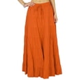 thumbnail image 1 of Phagun Women's Summer Cotton Orange Skirt Ethnic Design Drawstring Waist - 18, 1 of 1