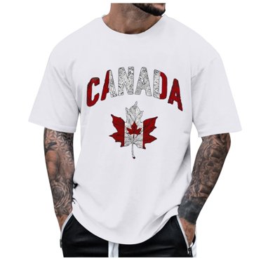 YUEVE T-Shirt pour Homme de la Fête du Canada à Feuille d'Érable, Imprimé Drapeau Canadien, Col Rond, Manches Courtes, T-Shirt d'Été Classique Canadien Patriotique