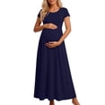 thumbnail image 2 of Sentmoon Robes de Maternité Respirantes Coupe Ajustée Manches Courtes Robe d'Été 2026 Couleur Unie Manches Courtes Encolure Carrée Grande Taille Robes Formelles pour Femmes pour le Travail et la Fin de Semaine S-TTTG, 2 of 8