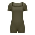 thumbnail image 5 of LOVZFMLL Women's Summer Yoga Short Sleeve Neck Short Jumpsuit Motion Rompers Outfit Army Green XXL, 5 of 5