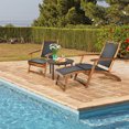 thumbnail image 3 of Patiojoy  2PCS Patio Folding Rattan Chaise Lounge Chair Acacia Wooden Frame W/ Retractable Footrest for Poolside&Patio, 3 of 8