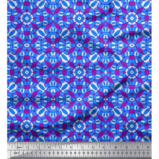 Soimoi Cotton Cambric Fabric Abstract & Circle Geometric Fabric Prints by Yard 42 Inch Wide