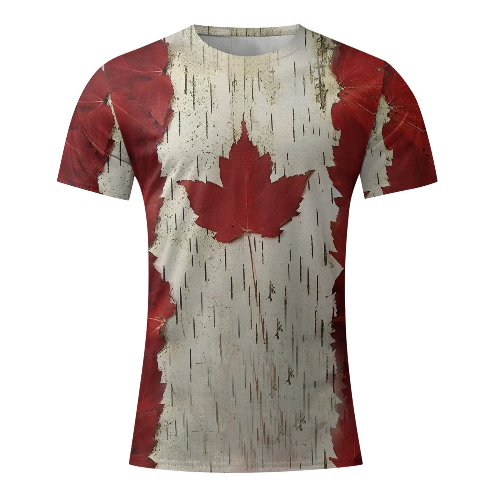 TIMIFIS T-Shirts pour Femmes - T-Shirt Feuille d'Érable du Canada - Hauts d'Été à Col Rond et Manches Courtes - Tee Vintage Décontracté