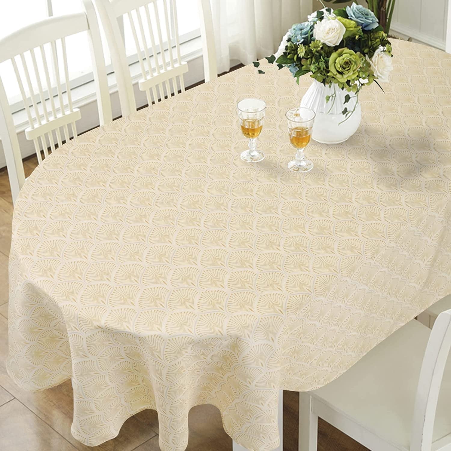 Nappe Ovale 54x72 Po pour Table Ovale, Nappes Imperméables pour Salle à Manger, Nappe Intérieure Extérieure