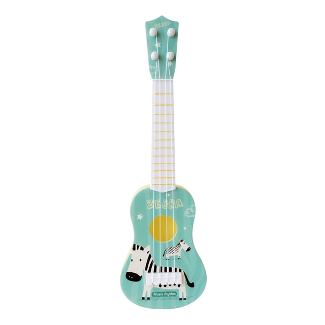 TheFound Guitare Musicale pour Tout-Petit Enfant, Mini Ukulélé Mignon à Imprimé d'Animaux de Dessin Animé au design Bleu Zebra. Ce Ukulélé de 36 cm en Plastique et nylon Présente des Cordes en nylon Souple et une Oeuvre Vibrante à Thème Zebra, Ce Qui en Fait un Jouet Éducatif Idéal pour les Enfants de 5 à 18 Ans pour Développer les Habiletés Motrices, la coordination Oeil-Main et l'Intérêt Musical. Léger et portable, Convient à la Maison Ou au Voyage, Parfait pour