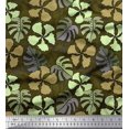 thumbnail image 1 of Soimoi Poly Georgette Tissu Floral & Monstera Feuilles Tissu Imprimé 1 Yard 52 Inch Wide, 1 of 3