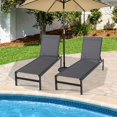 thumbnail image 4 of Chaise longue de terrasse, chaise longue inclinable avec 6 positions réglables, cadre en aluminium, chaises de bronzage extérieures pour terrasse, cour, piscine (2, gris), 4 of 18