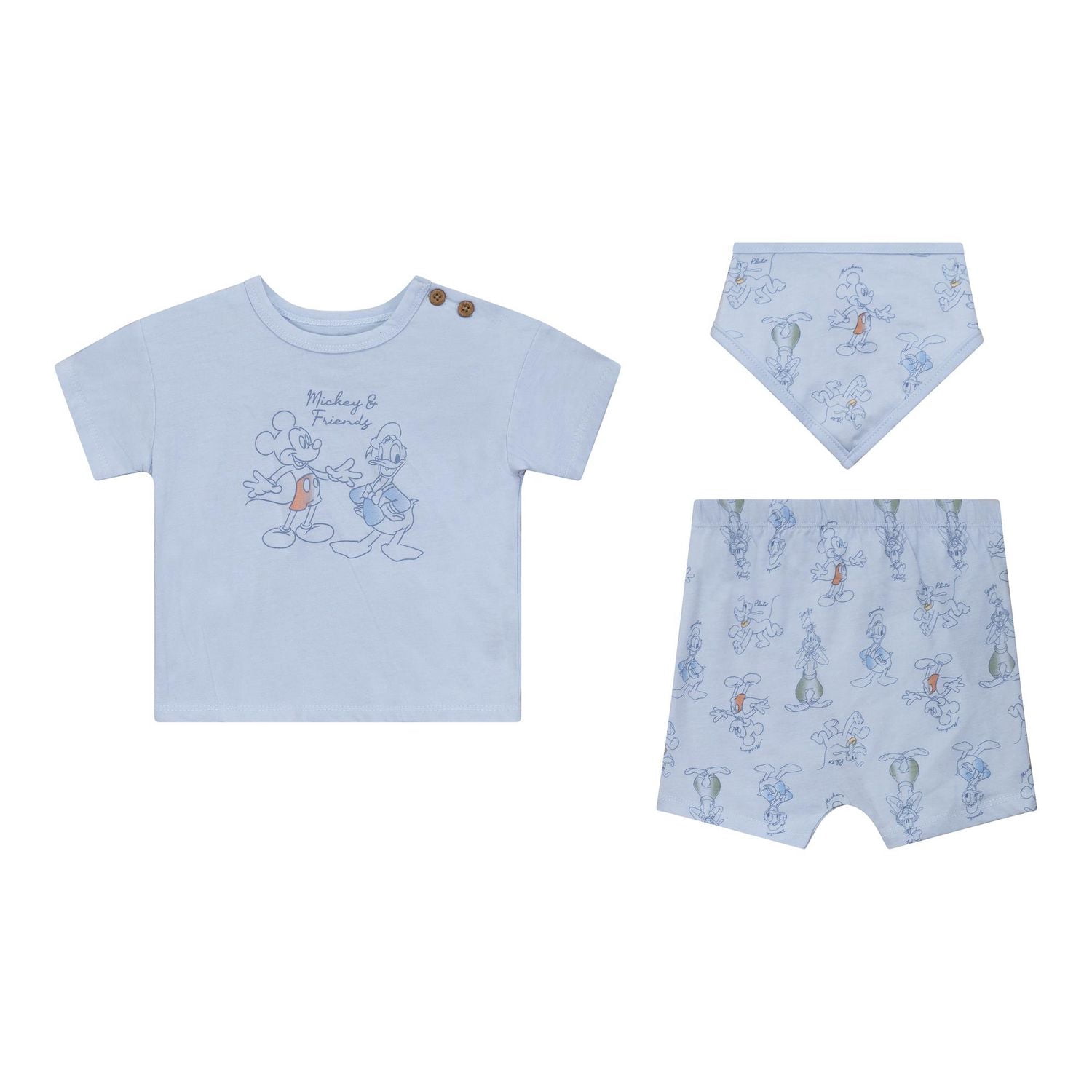 Disney Mickey & Friends Ensemble de Shorts avec Bavoir