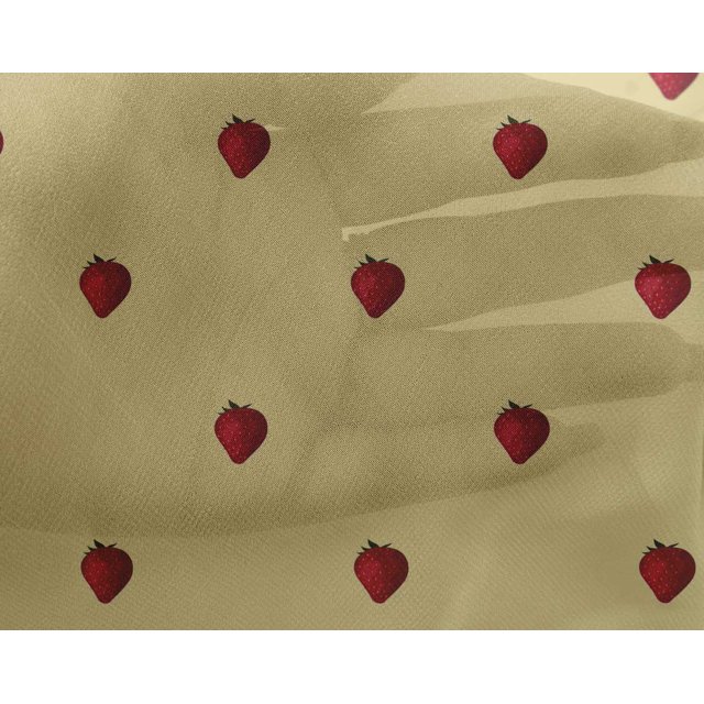 oneOone Georgette Viscose Fabric Strawberry Fruit Print Sewing Fabric BTY 42 Inch Wide