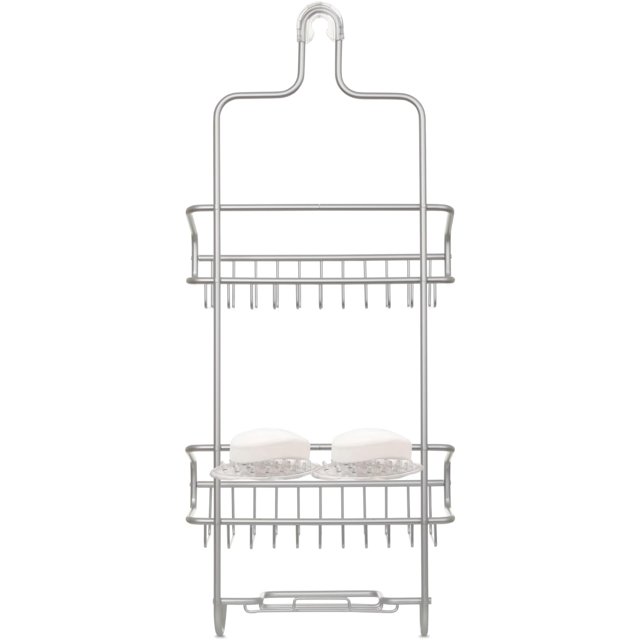 Better Houseware Aluminum Shower Caddy (Silver) + Soap Holder/Saver Set